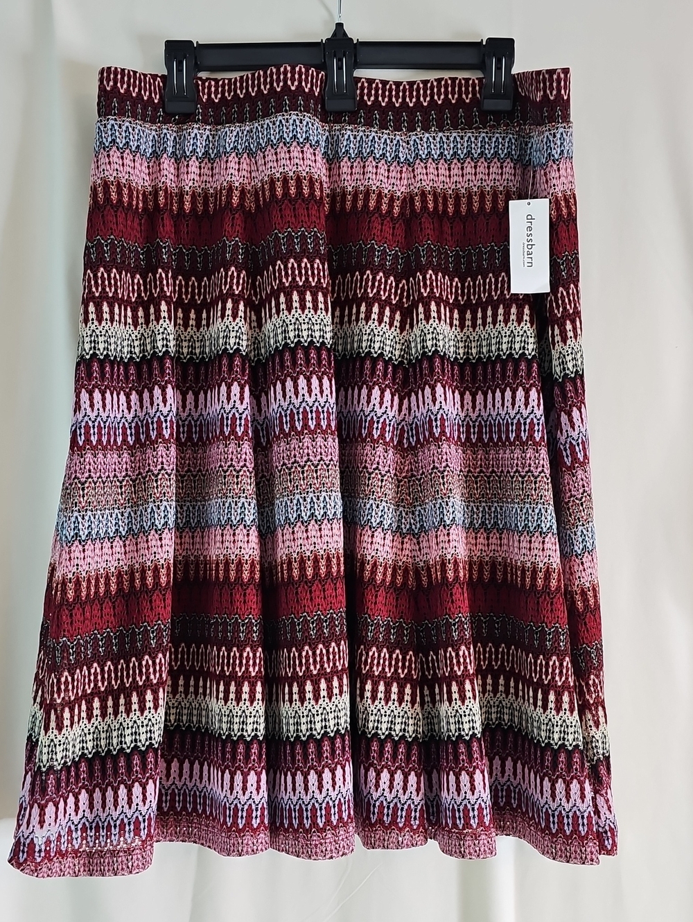 Dressbarn Burgundy, Pink & Light Blue Knit Circle Skirt